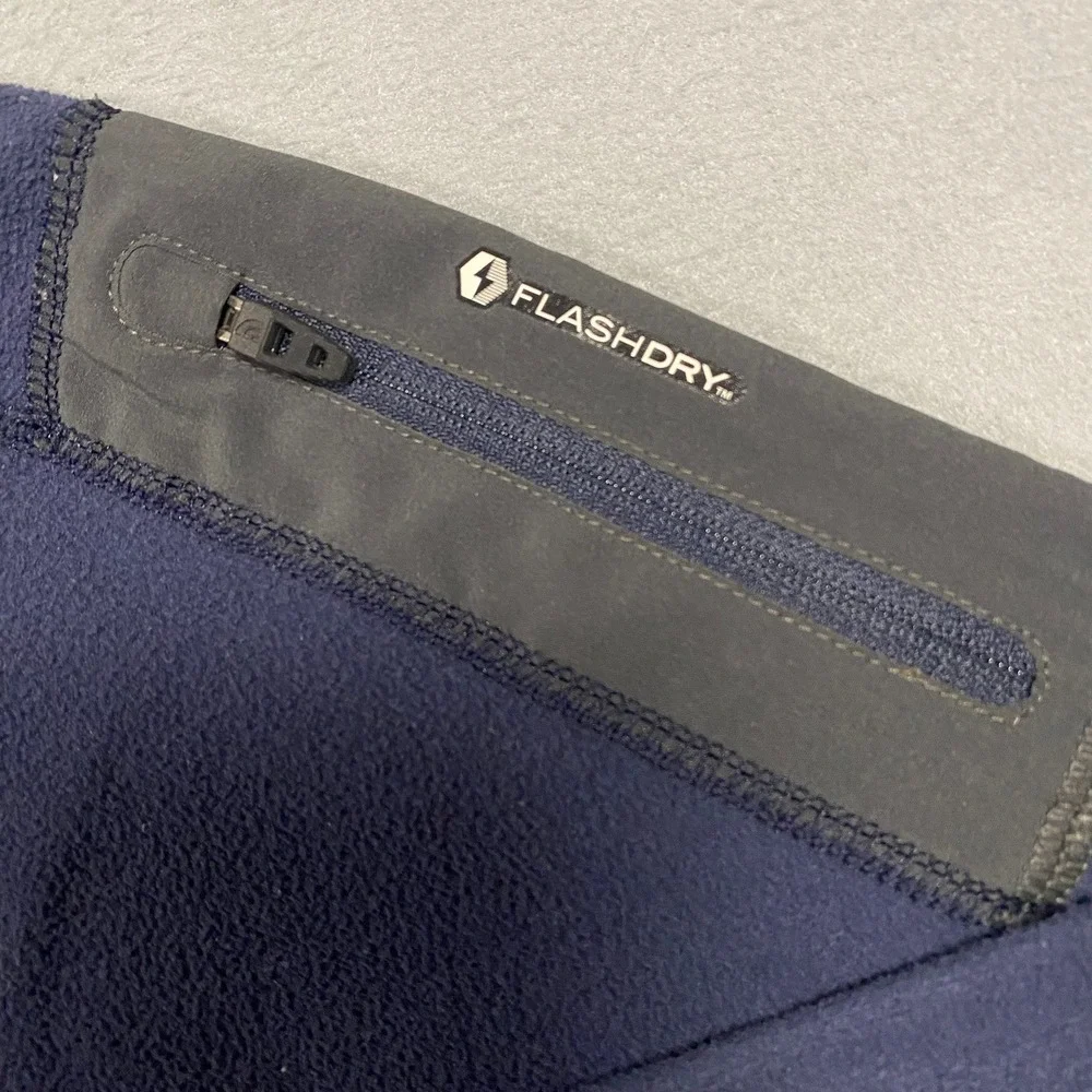 The North Face Quarter Zip Pullover Mens L Blue FlashDry‎ Fleece Sleeve Pocket